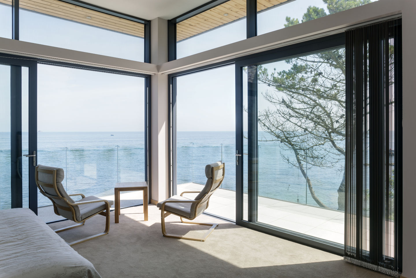 Sliding doors in a seaside location